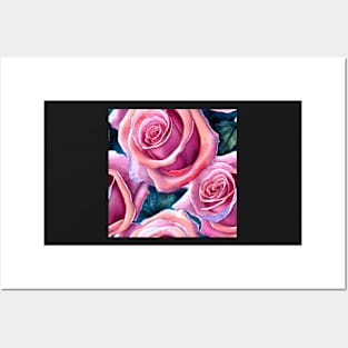 Watercolor rose pattern design Posters and Art